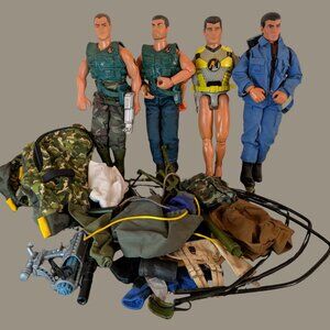 Action Man 12" Figure Lot + Gear & Clothing Bundle (Hasbro 1990s)